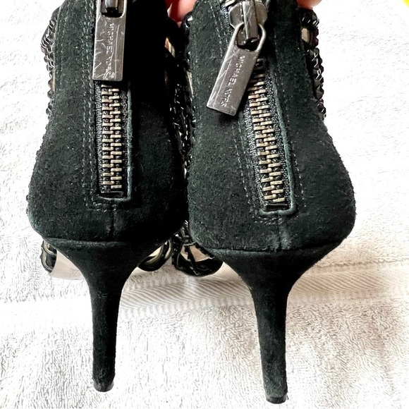 MICHAEL Michael Kors Yvonne rhinestone Caged Open Toe Sandals Black Suede 5 - Picture 7 of 10